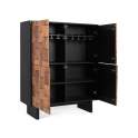 Mueble Bar 4 Puertas Bicolor Negro Madera Serie Mysore