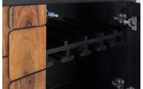Mueble Bar 4 Puertas Bicolor Negro Madera Serie Mysore