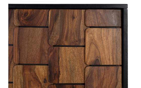 Mueble Bar 4 Puertas Bicolor Negro Madera Serie Mysore