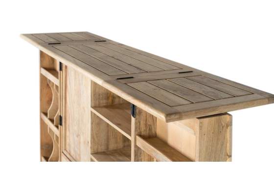 Mueble Bar con Barra en Mango Natural Serie Ameland Mueble Bar con Barra en Mango Natural Serie Ameland