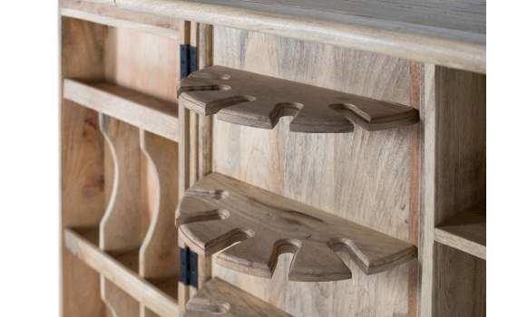 Mueble Bar con Barra en Mango Natural Serie Ameland Mueble Bar con Barra en Mango Natural Serie Ameland