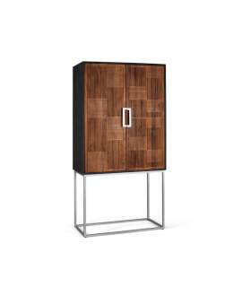 Mueble Bar Madera Metal Colonial 2 Puertas Serie Aterian