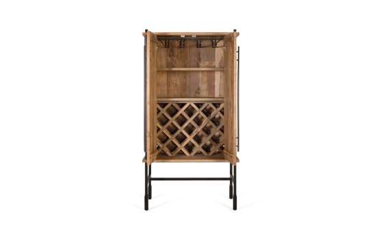 Mueble Bar Rustico 2 Puertas Madera Metal - Serie Boreal
