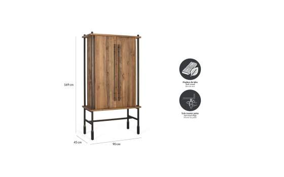 Mueble Bar Rustico 2 Puertas Madera Metal - Serie Boreal