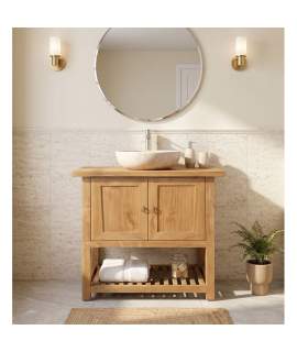 Mueble de Baño Teca 2 Puertas Estante - Serie Calcun