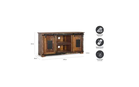 Mueble de TV en Madera Reciclada con Puertas Correderas Agelelli