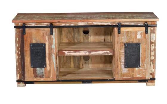 Mueble de TV en Madera Reciclada con Puertas Correderas Agelelli Mueble de TV en Madera Reciclada con Puertas Correderas Agelelli