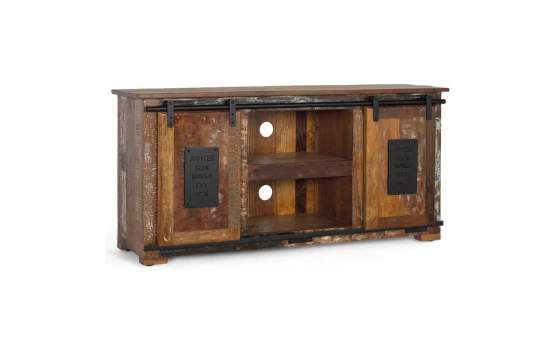Mueble de TV en Madera Reciclada con Puertas Correderas Agelelli