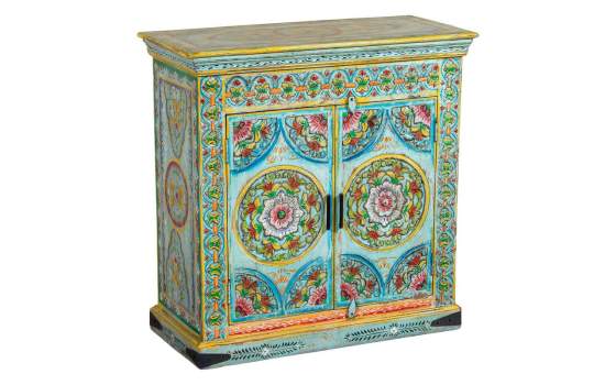 Mueble Entrada Etnico Mango Policromado 2 Puertas Ambros