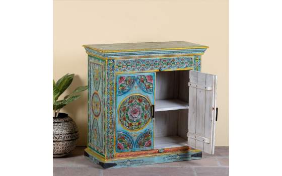 Mueble Entrada Etnico Mango Policromado 2 Puertas Ambros