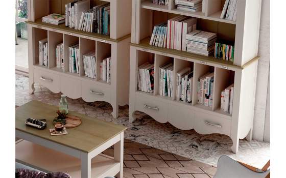 Mueble Librero Provenzal con 1 Cajon Serie Praga