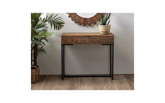 Mueble Recibidor 2 Cajones Madera Reciclada Metal Serie Lacerta