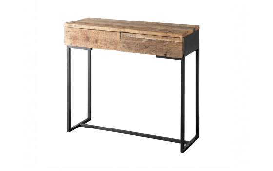 Mueble Recibidor 2 Cajones Madera Reciclada Metal Serie Lacerta