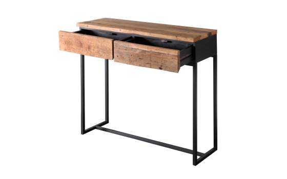 Mueble Recibidor 2 Cajones Madera Reciclada Metal Serie Lacerta