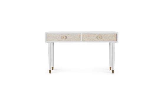 Mueble Recibidor 2 Cajones Tallados Blanco Madera - Serie Adrual