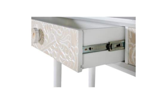 Mueble Recibidor 2 Cajones Tallados Blanco Madera - Serie Adrual