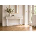 Mueble Recibidor 2 Cajones Tallados Blanco Madera - Serie Adrual