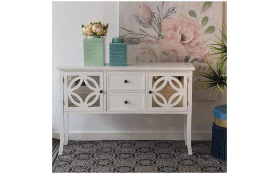 Mueble Recibidor 2 Puertas 2 Cajones Blanco Serie Alsian