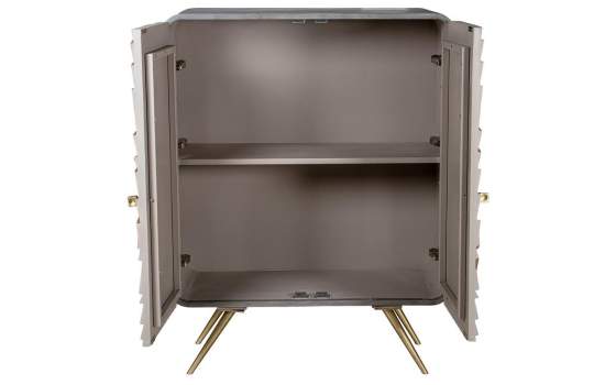 Mueble Recibidor 2 Puertas Talladas Gris y Dorado - Serie Axpe