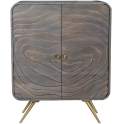 Mueble Recibidor 2 Puertas Talladas Gris y Dorado - Serie Axpe