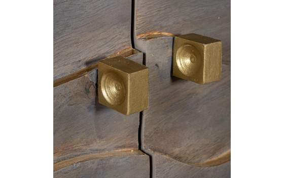 Mueble Recibidor 2 Puertas Talladas Gris y Dorado - Serie Axpe