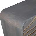 Mueble Recibidor 2 Puertas Talladas Gris y Dorado - Serie Axpe