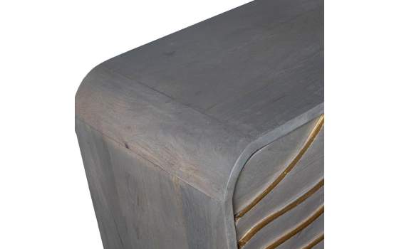 Mueble Recibidor 2 Puertas Talladas Gris y Dorado - Serie Axpe