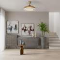 Mueble Recibidor 2 Puertas Talladas Gris y Dorado - Serie Axpe