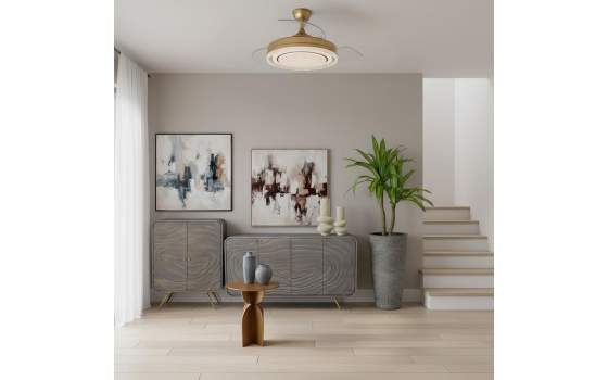 Mueble Recibidor 2 Puertas Talladas Gris y Dorado - Serie Axpe