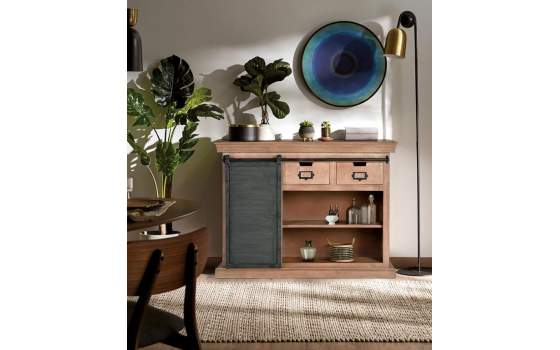 Mueble Recibidor 3 Cajones 1 Puerta Corredera Industrial Darkon