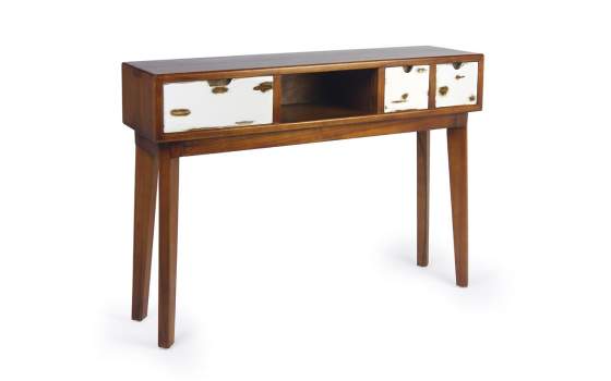 Mueble Recibidor 3 Cajones Bicolor Estilo Colonial Serie Nordik