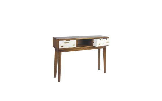Mueble Recibidor 3 Cajones Bicolor Estilo Colonial Serie Nordik