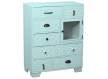 Mueble Recibidor Azul 7 Cajones Tallados 1 Puerta Atderas
