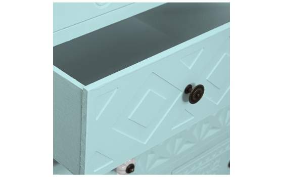 Mueble Recibidor Azul 7 Cajones Tallados 1 Puerta Atderas