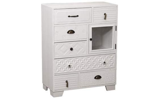 Mueble Recibidor Blanco 7 Cajones Tallados 1 Puerta Atderas