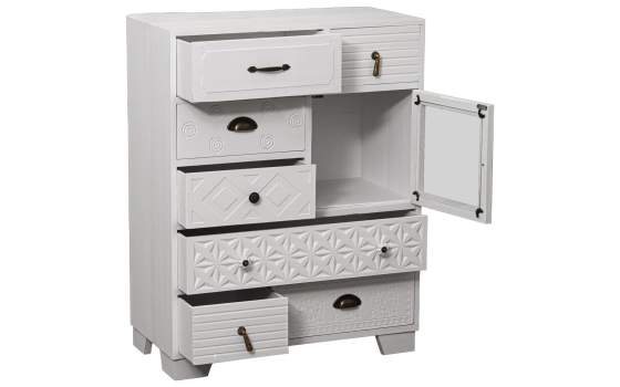 Mueble Recibidor Blanco 7 Cajones Tallados 1 Puerta Atderas