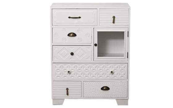 Mueble Recibidor Blanco 7 Cajones Tallados 1 Puerta Atderas