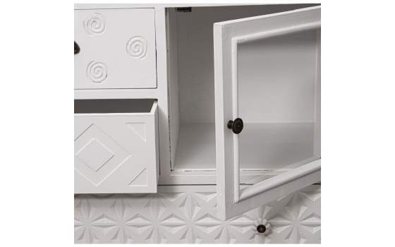 Mueble Recibidor Blanco 7 Cajones Tallados 1 Puerta Atderas