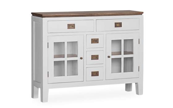 Mueble Recibidor Blanco Nogal 5 Cajones 2 Puertas Serie Everest
