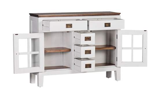 Mueble Recibidor Blanco Nogal 5 Cajones 2 Puertas Serie Everest