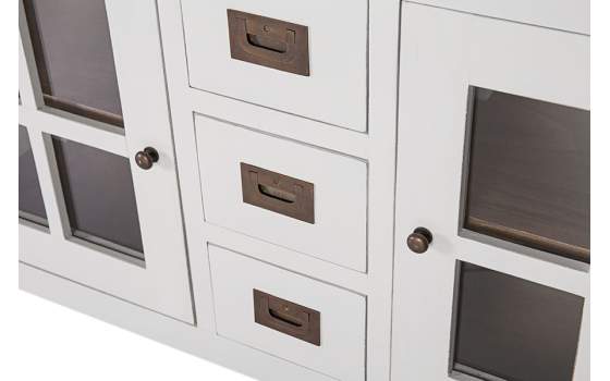 Mueble Recibidor Blanco Nogal 5 Cajones 2 Puertas Serie Everest