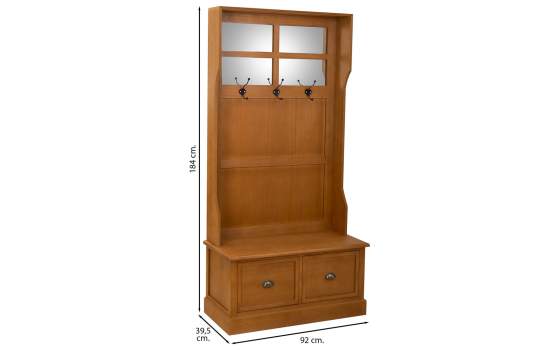 Mueble Recibidor Colonial con Perchero y Banco Serie Areast