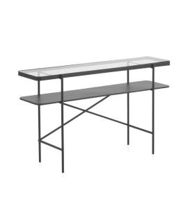Mueble Recibidor Forja con Estante y Tapa Cristal Serie Andion