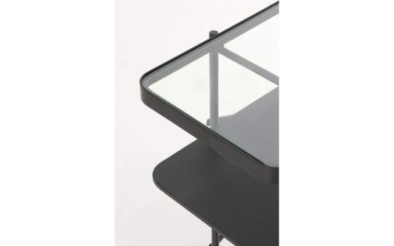 Mueble Recibidor Forja con Estante y Tapa Cristal Serie Andion