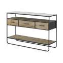 Mueble Recibidor Industrial 3 Cajones Madera Metal Serie Baillet