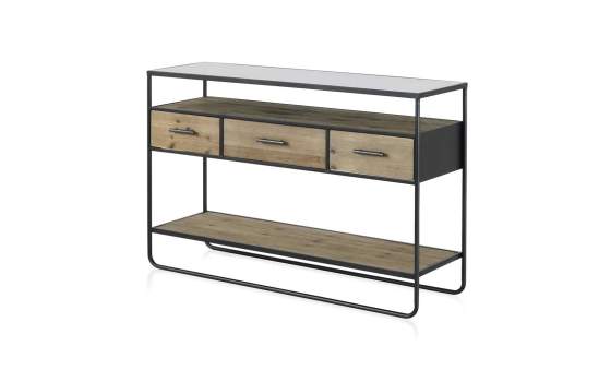 Mueble Recibidor Industrial 3 Cajones Madera Metal Serie Baillet