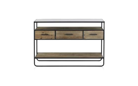 Mueble Recibidor Industrial 3 Cajones Madera Metal Serie Baillet