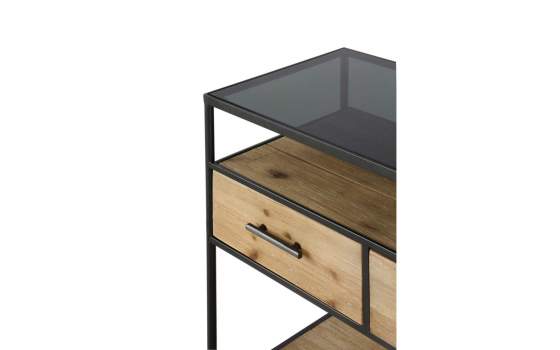 Mueble Recibidor Industrial 3 Cajones Madera Metal Serie Baillet