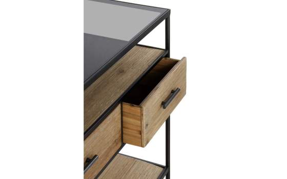 Mueble Recibidor Industrial 3 Cajones Madera Metal Serie Baillet