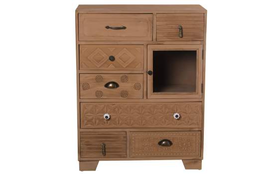 Mueble Recibidor Madera Natural 7 Cajones 1 Puerta Atderas